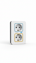 Designer double socket in brushed metal
